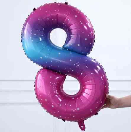 Кулька цифра 8 фольгована з принтом зірок 40 дюймів різнобарвний Київ