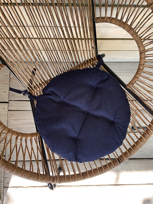 Подушка для стільців (38x38х5 см) кругла Decorator Мальмо колір темно-синій 84-044 Київ - фото 2