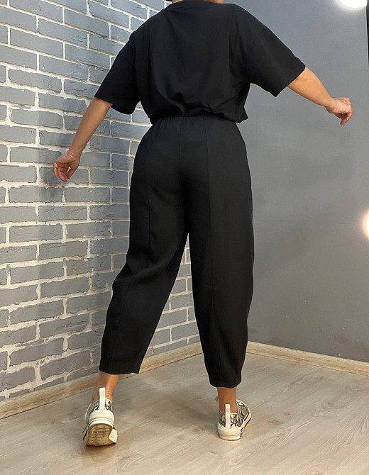 Брюки женские Mix Ray 4307 МОМ швы резинка и шнурок на талии, черный, S Одесса - изображение 4