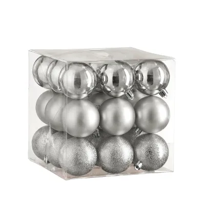 Ялинкова іграшка House Of Seasons Кульки Пластик 27 шт D6 см Сріблясті (8720967923175) Вінниця