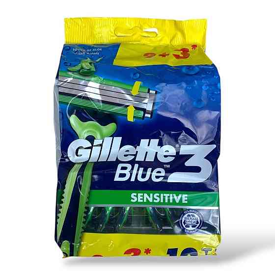 Одноразові бритви Gillette Blue3 Sensitive 12 шт (9+3) — чоловічі станки з потрійним лезом та алое Харків
