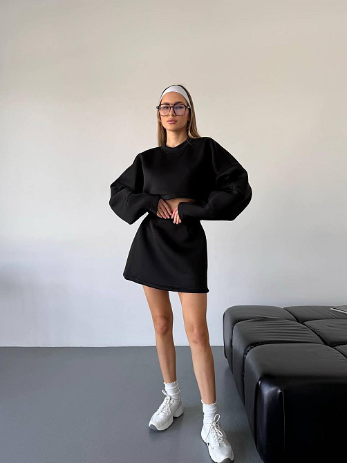 Женский оверсайз костюм двойка: кофта и юбка из неопрена Одесса - изображение 4