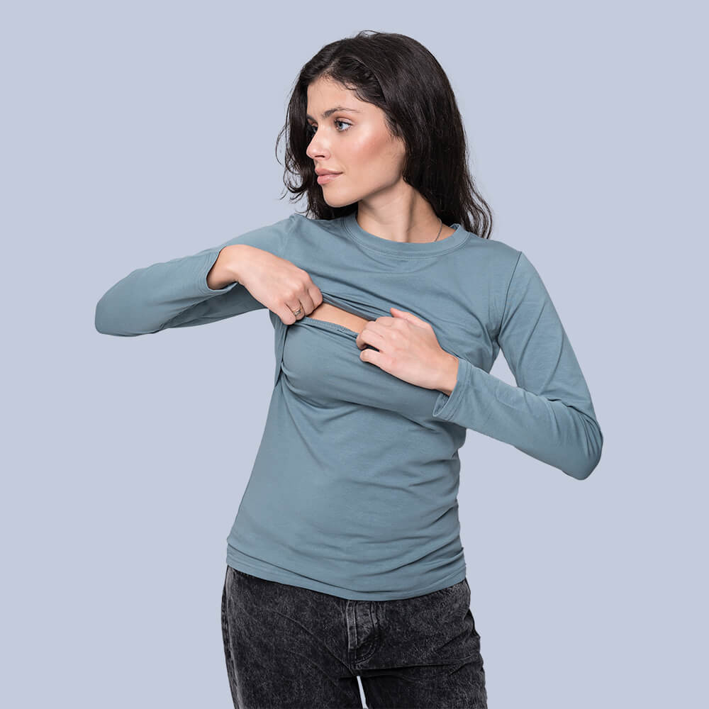 Лонгслів для вагітних та годуючих Блакитний Київ - фото 4