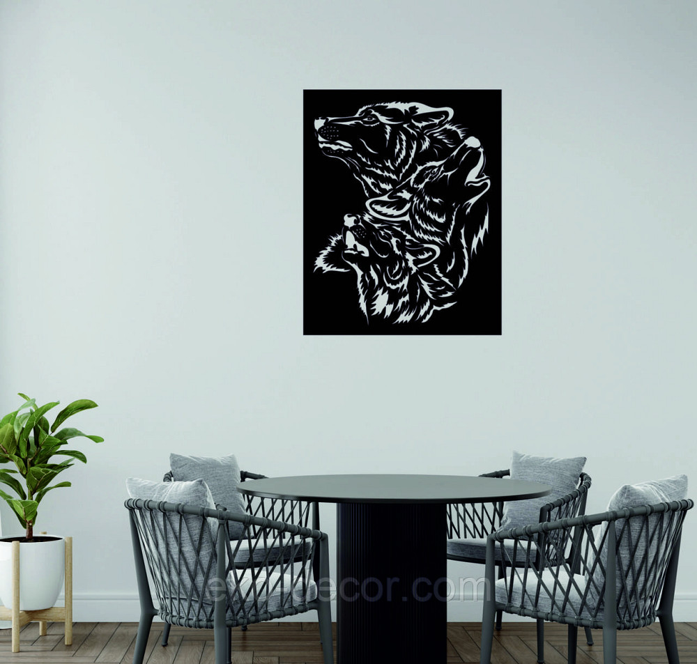 Декоративное настенное Панно «Волки» Декор на стену 70*56 см, Черный Киев - изображение 8