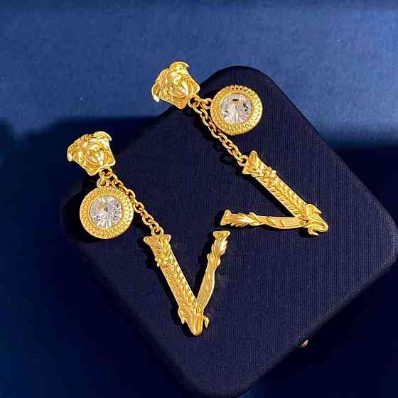Брендові сережки Версаче/Versace, позолота Одеса