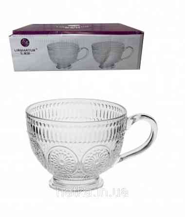 Набір кухлів чайний 6 шт "Вінтаж" 212 мл скло прозоре вінтаж для дому ресторану 6236 Київ