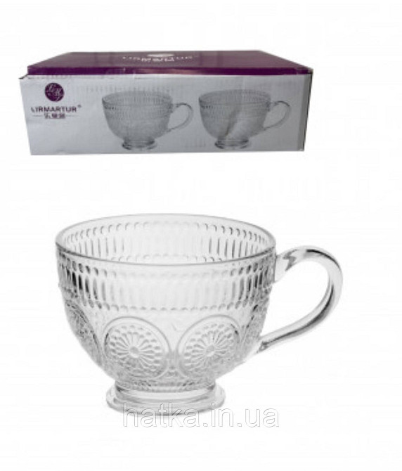 Набір кухлів чайний 6 шт "Вінтаж" 212 мл скло прозоре вінтаж для дому ресторану 6236 Київ - фото 1