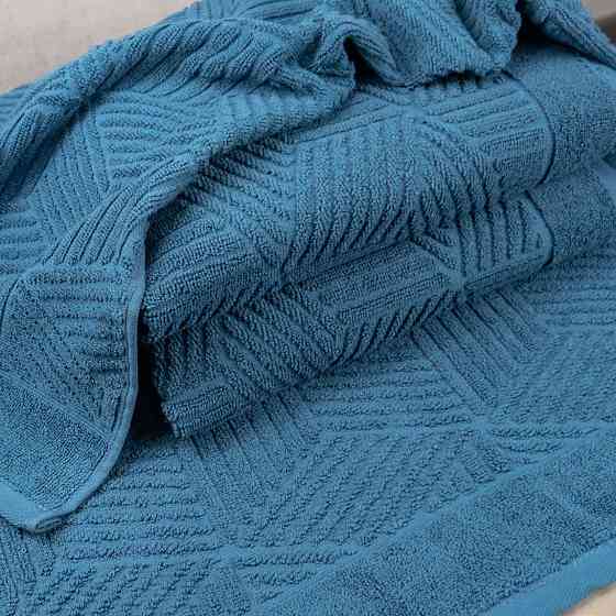 Махровий банний рушник Уельс GM Textile 70х140см 500г/м2 (Синій) Суми