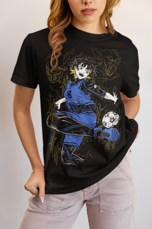 Футболка для мальчика аниме Йоикхи Ісаги Блуе Локк оверсайз (рост от 165 до 180 ) Черний AnimeJ0778m Днепр