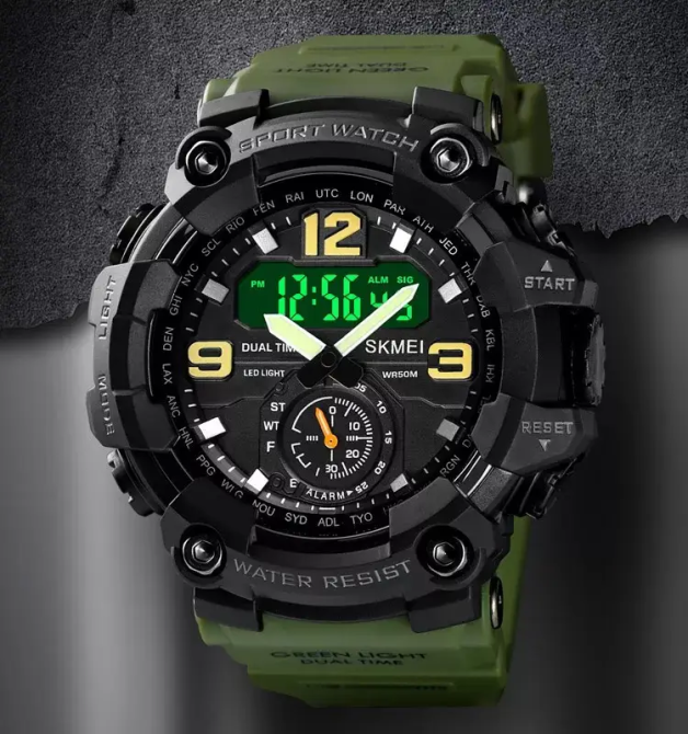 Мужские спортивные наручные часы Skmei 1637 водонепроницаемые (Зеленый) Винница - изображение 6