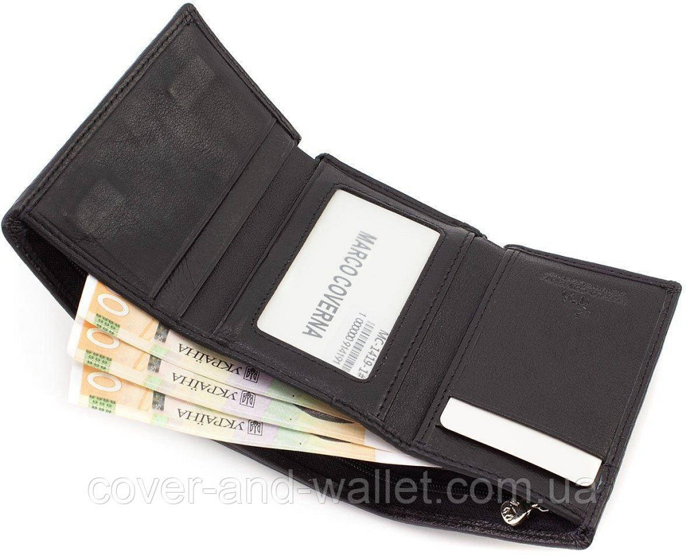 Женский кошелек среднего размера на магнитах черного цвета Marco Coverna MC 1418-1 Киев - изображение 4