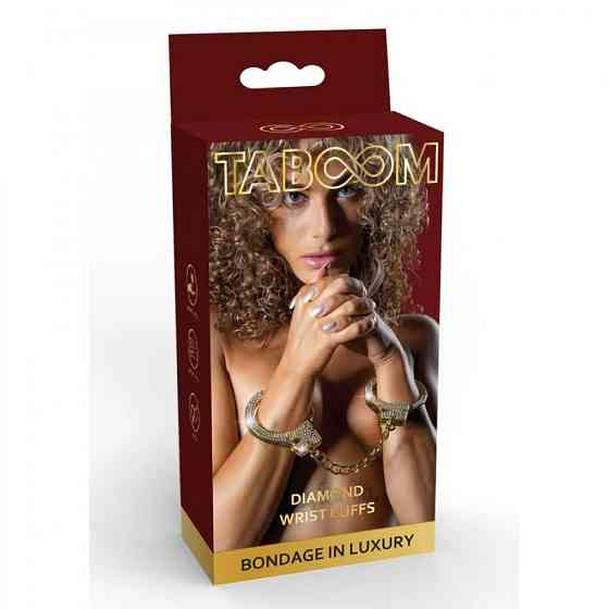 Наручники золоті Taboom Bondage in Luxury Diamond Wrist Cuffs прикрашені камінням Sex Aura Київ