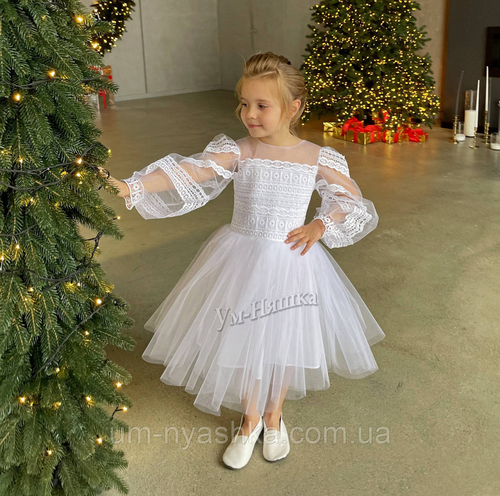 Платье Снежинка Белое нарядное платье с рукавами Кривой Рог - изображение 1