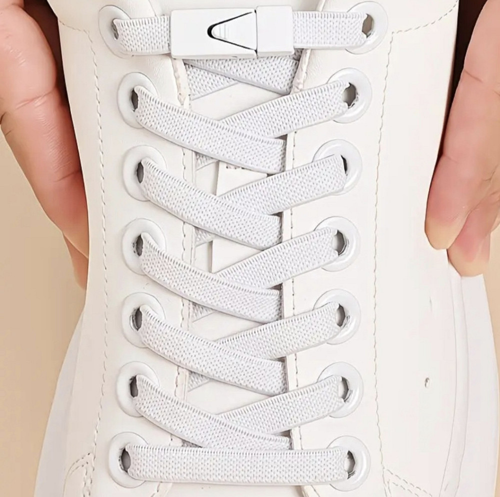 Еластичні шнурки без зав'язок з металевими застібками в колір Білий Смела - изображение 1