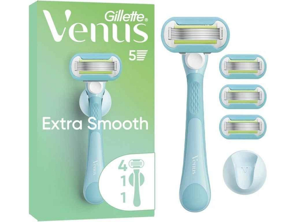 Станок для бритья 5лезвия 1шт женский Extra Smooth с 4 сменными картриджами крючок для бритвы ТМ VENUS Киев - изображение 1