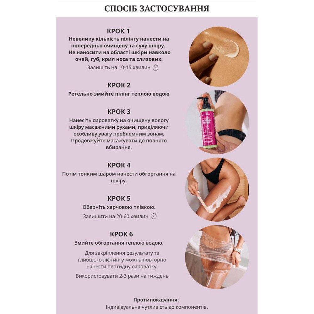 Антицеллюлитный пептидный набор с пилингом Пилинг+Сыворотка+Обертывание Reclaire cosmetics Киев - изображение 15
