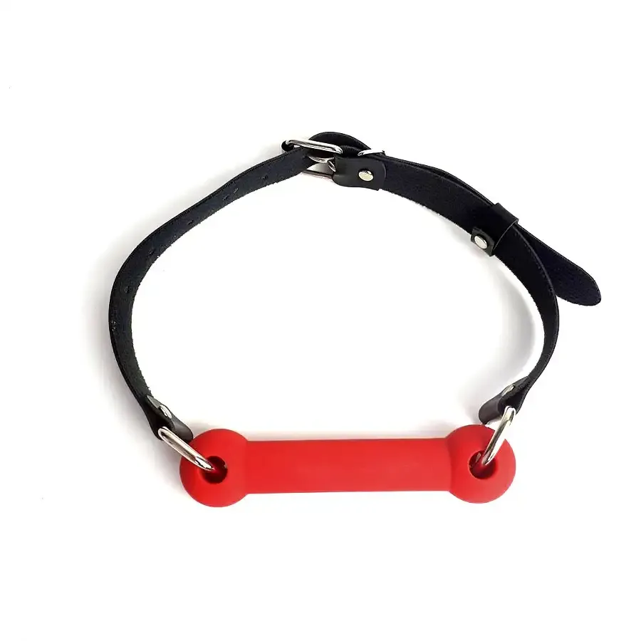 Кляп-палиця на ременях Art of Sex – Gag Stick Silicon, червоний, натуральна шкіра Львів - фото 3