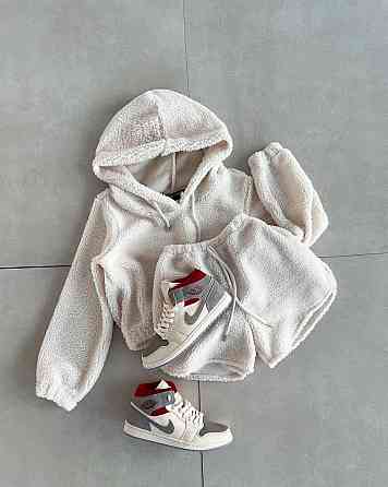 Жіночий затишний домашній костюм-двійка з махри тедді Молочний, 42/46 Одеса