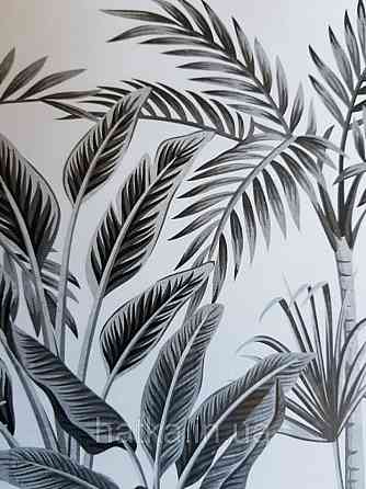 Шпалери вінілові Grandeco One roll one motif 2 A40801 панно рослини великий лист папороть манстера чорні Київ