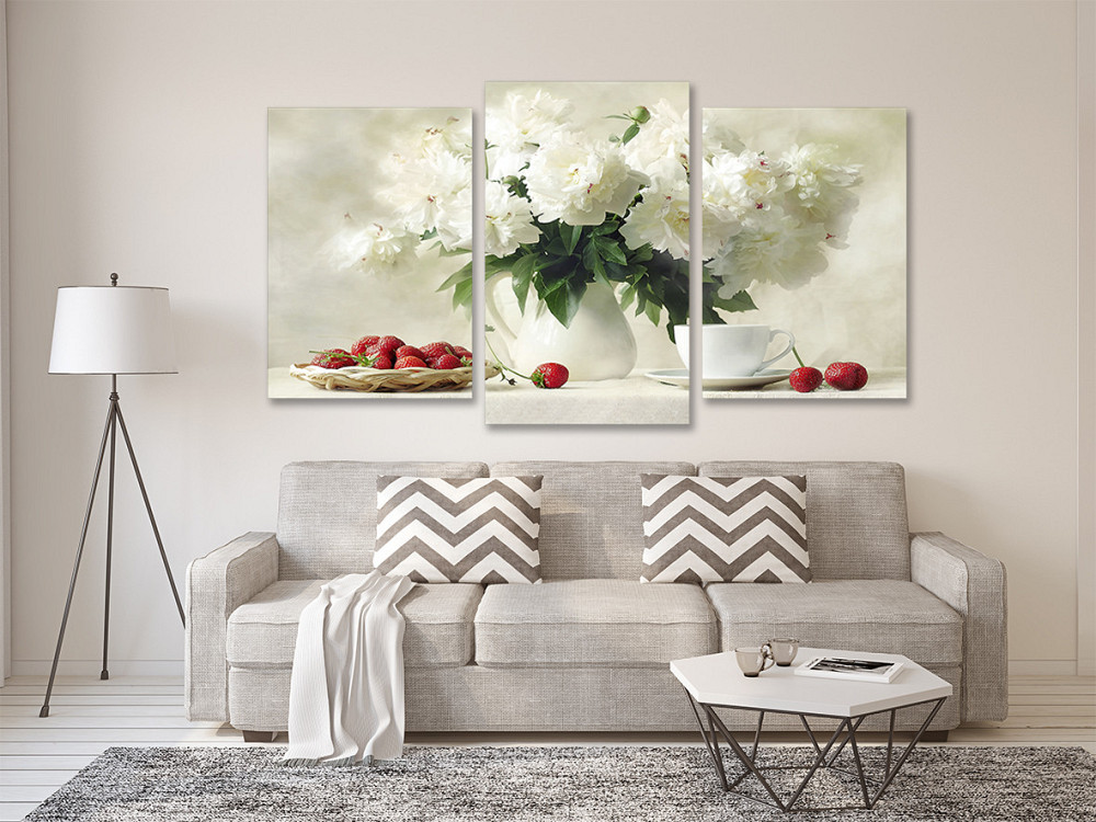 Модульная картина в гостиную / спальню Білі піони у вазі Art-695_3 70x130 см Киев - изображение 2