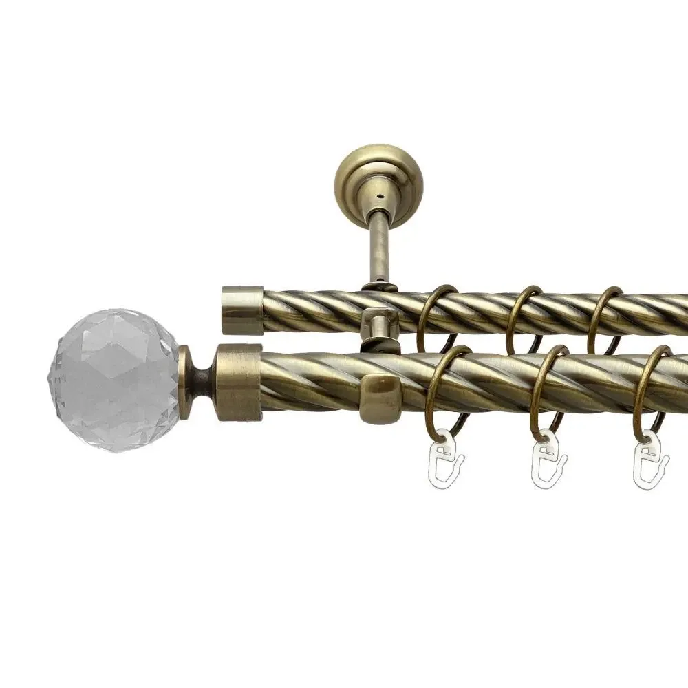 Карниз Orvit Люміера металевий дворядний відкритий скручена труба кільце металеве Антик 25\19 мм 200 см (00-00017894) Львів - фото 1