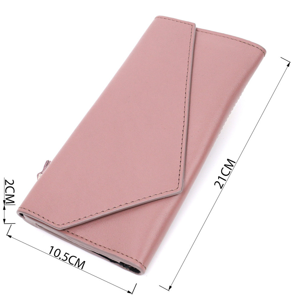 Якісний гаманець із монетницею зовні з натуральної шкіри Пудровий (GRANDE PELLE) Київ - фото 7