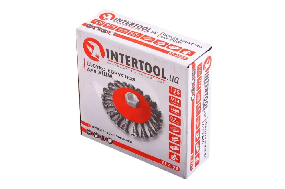 Щітка для УШМ конусна Intertool пучки витою дроту 125мм Вінниця - фото 3