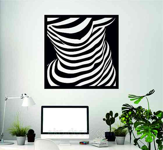 Декоративное настенное Панно «Силуэт женщины», Декор на стену 90*90 см, Черный Киев