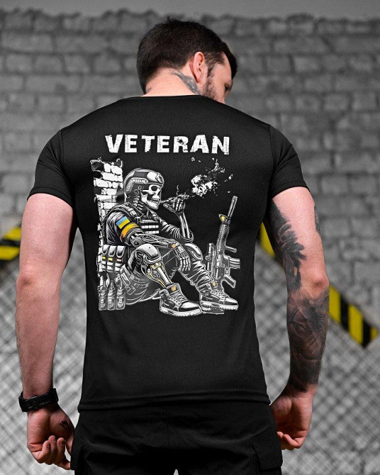 Тактическая потоотводящая футболка  Veteran черная ДЛ7221 Одесса - изображение 2
