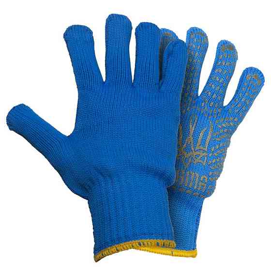 Рукавиці трикотажні з точковим ПВХ-покриттям р10 Тризуб (сині) КРАТНО 12 парам SIGMA (9442621) Київ