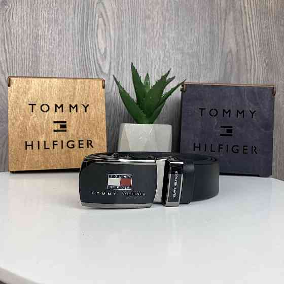 Чоловіча шкіряна ремінь автомат стиль Tommy Hilfiger, пояс з натуральної шкіри Томмі чорний ( 29875 ) Харків