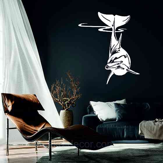 Декоративное настенное Панно «Дельфин» Декор на стену 50*43 см, Белый Киев