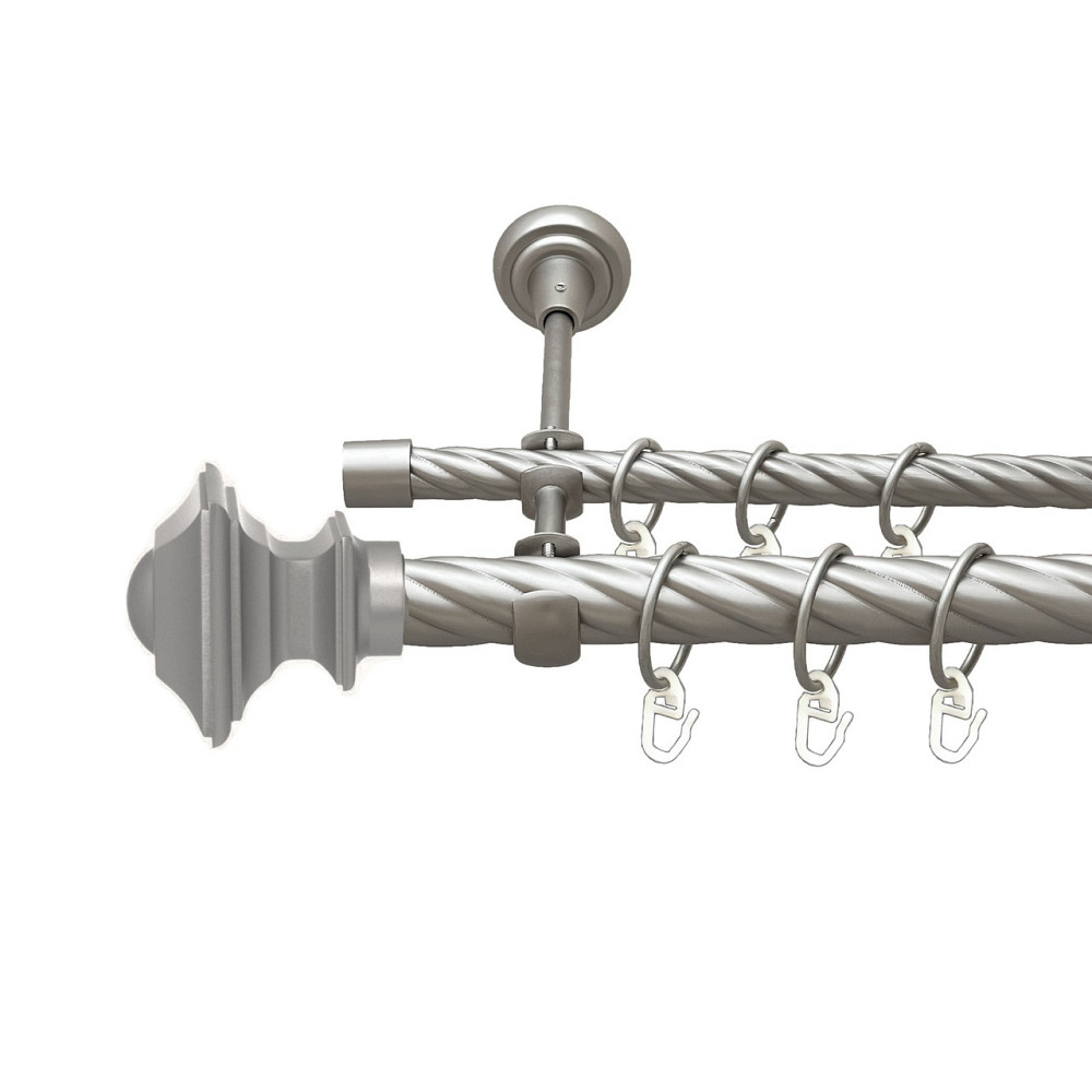 Карниз Orvit Борджеза металевий дворядний відкритий скручена труба кільце металеве Сатин 25\16 мм 160 см (00-00023524) Львів - фото 1