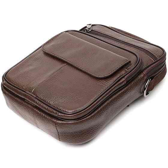 Вертикальна чоловіча сумка з натуральної шкіри Vintage 21952 Коричнева Київ