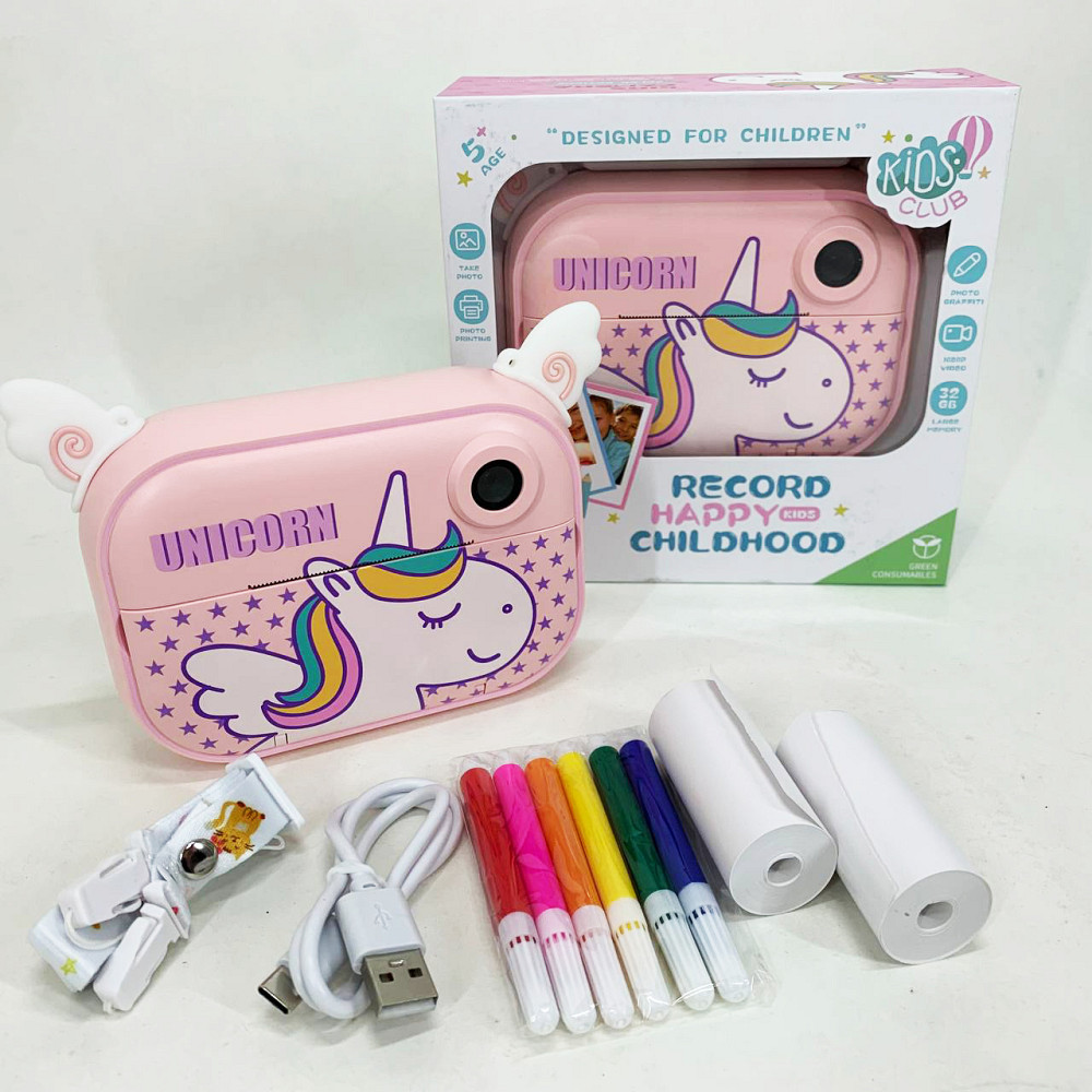 Дитяча цифрова камера з миттєвим друком YT008 PINK, Фотоапарати миттєвого друку, Маленький фотоапарат RF-59 Івано-Франківськ - фото 4