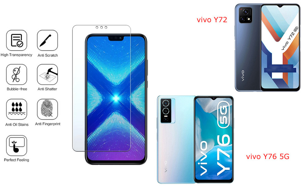 Захисне скло NeoGlass для vivo Y72 , vivo Y76 5G – надпрозоре та стійке Київ - фото 4
