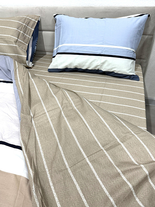 Ecotton Комплект постільної білизни Ecotton двоспальний 180х215 см кремово-синій (21212А/В) Коломыя - изображение 3