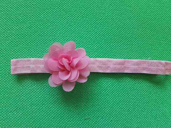 Повязка для девочки розовая - размер цветка 5,5см, размер универсальный (на резинке) Киев