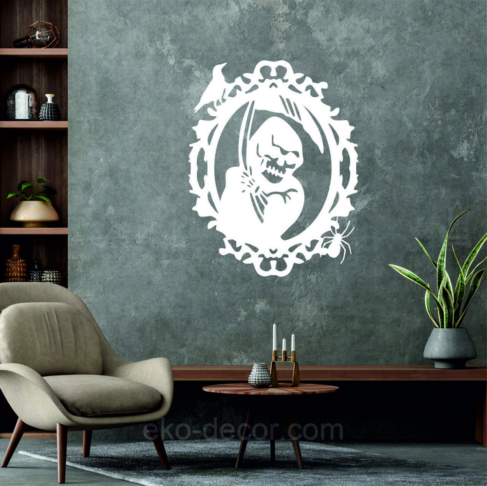 Декоративное настенное Панно «Смерть с косой», Декор на стену 90*70 см, Белый Киев - изображение 6