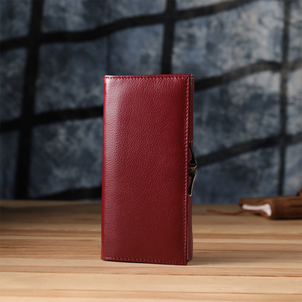 Элегантный кошелек для женщин с монетницей из натуральной кожи ST Leather 23107 Бордовый Киев - изображение 2