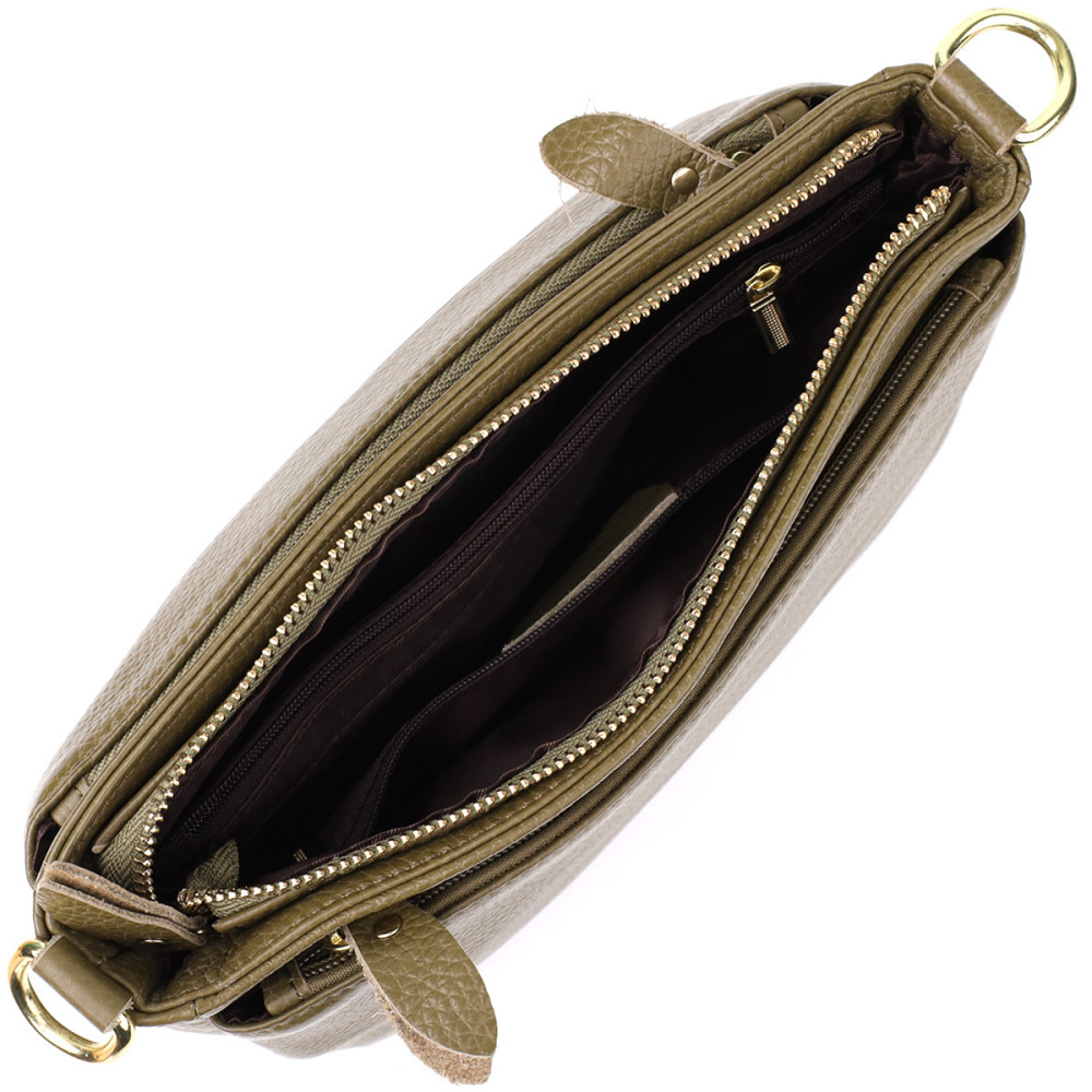 Кожаная сумка с плотным дном для женщин Vintage 22984 Оливковый Киев - изображение 7