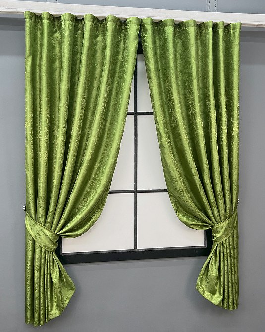 Комплект штор VR-Textil Жакард Мрамор Al1 № 1907ш 130х170 см 2 шт Оливковий (35-0423) Київ - фото 2