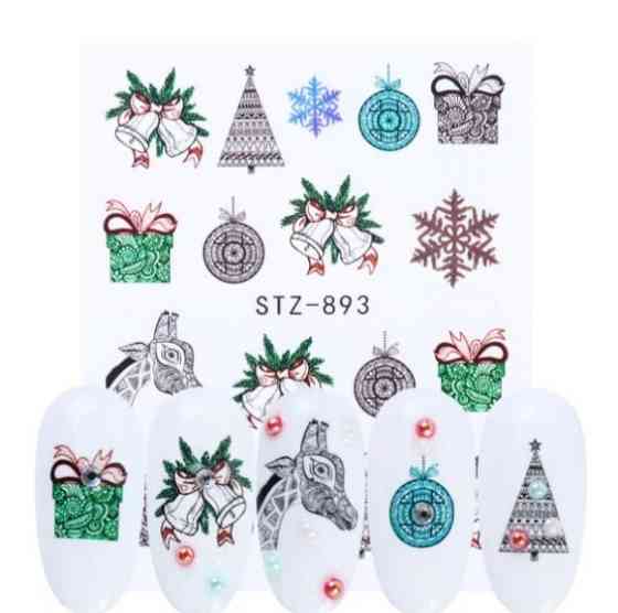 Новорічні наклейки для нігтів різнокольорові - розмір наклейки 6*5см, інструкція в описі товару Київ