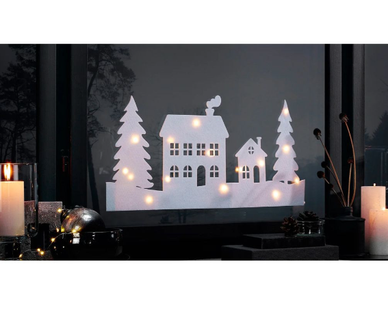 Новогодняя наклейка с подсветкой LED Livarno Home 60 на 30 см белый Киев - изображение 5