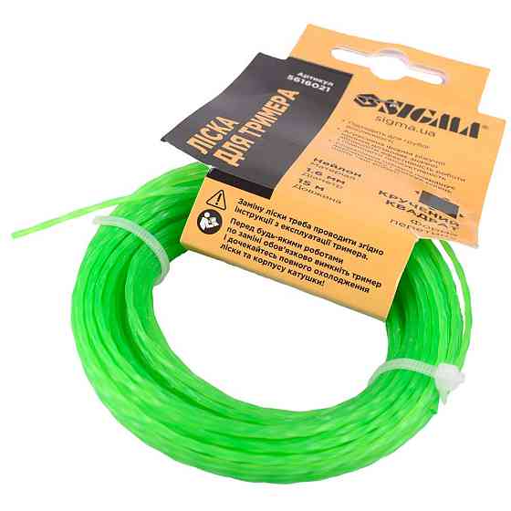 Леска для триммера крученый квадрат Ø1.6мм 15м SIGMA (5616021) Ровно