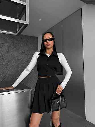 Жіночий стильний базовий костюм-двійка: жилет + спідниця костюмка 44/46 Одеса