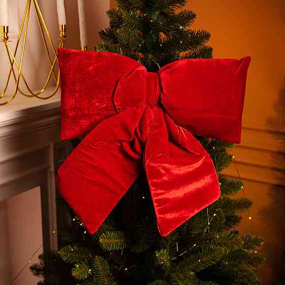 Оксамитовий бант для декору на ялинку 55×70 (см) Бордовий CR-2-1 Київ