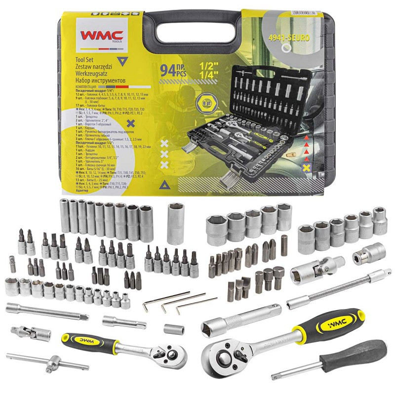 Набір інструментів 94пр. 1/4", 1/2" (6гр.) (4-22мм) WT-4941-5EURO Одеса - фото 3