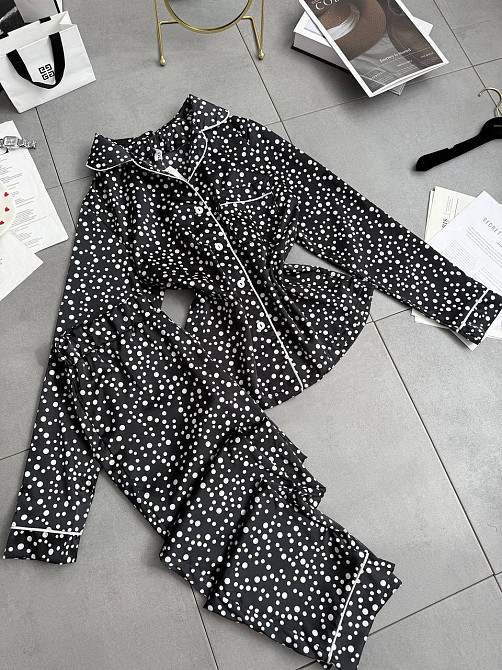 Жіночий стильний домашній костюм-двійка турецький шовк Чорний, 46/48 Одеса - фото 3