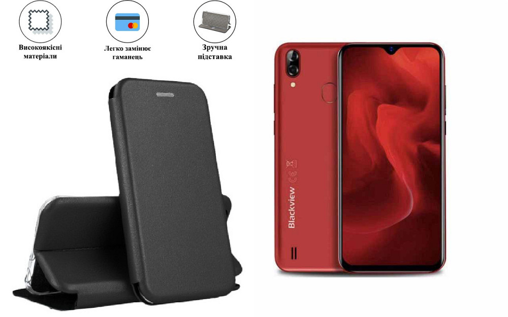 Чохол-книжка з силіконом для Blackview A60, A60 Pro, чорний Київ - фото 1